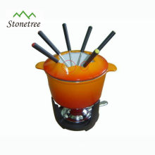 Mini Cheese Cast Iron Enamel Fondue Set